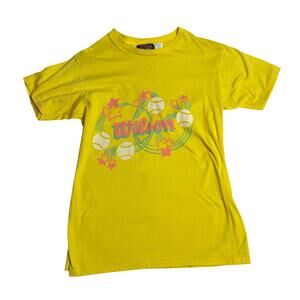 Vintage Wilson's Shirt Women's Large Tennis Yellow Made in USA Single Stitch